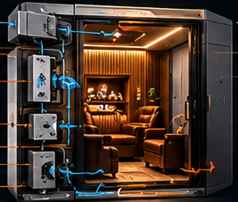 Cutaway of a Cave showing the fresh-air, filtration and extraction equipment